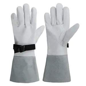 Gants de travail protecteur électrique en cuir de chèvre blanc, à utiliser avec des gants isolés en caoutchouc, électricien de travail utilitaire