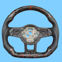 Volant en cuir semi-perforé R-Line en fibre de carbone forgée pour Volkswagen Polo Golf 4 5 6 7 Jetta Tiguan Passat B7 B8