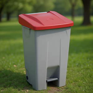 Contenedor de Basura con Pedal, Tapa Roja, 80 L, Capacidad Gris, Certificado Orgánico - Product Image 3
