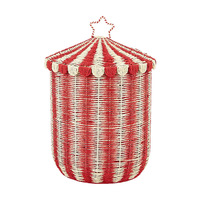 Panier de rangement en rotin tressé de style nordique, sur pied, avec couvercle, pour la maison - idéal pour jouets et collations