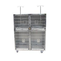 Cages pour animaux de compagnie (chats, chiens) en acier inoxydable 304, à motif solide et fermeture à bouton, pour usage vétérinaire