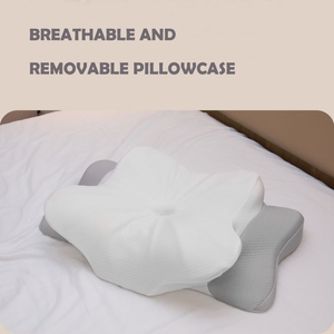 Oreiller cervical pour cou et épaule Contour oreiller en mousse à mémoire de forme ergonomique soutien du cou ventre dormeurs avec taie d'oreiller - Product Image 2