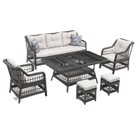 Ensemble de table et chaises de jardin Maxi en rotin avec structure en aluminium, style moderne, non pliable, KUGU DIVARESE, mobilier d'extérieur pour hôtel