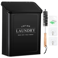 Poubelle à peluches magnétique avec brosse pour la décoration de la buanderie, boîte à peluches murale en métal, poubelle à peluches avec couvercle pour sèche-linge