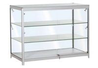 Vitrine en verre avec cadre en aluminium gris pour bijouterie, vitrine de magasin, vitrine de centre commercial