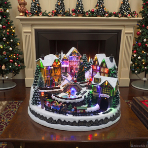 Shiny LED Animated <strong>Christmas</strong> <strong>Village</strong> with Kids Skating and Train Moving Seasonal Decor and Gifts - Product Image 2