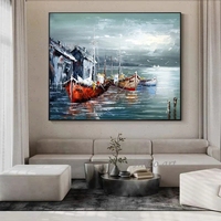 Abstrait océan et bateau à voile en trois dimensions Texture épaisse décoration peinture à l'huile livraison directe salon moderne 3d Pop