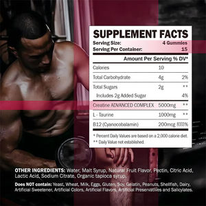 Complément alimentaire en gommes à la créatine monohydrate de 5000 mg à la saveur fraise, en gros, OEM, marque privée, pour la <span class=keywords><strong>croissance</strong></span> musculaire, avec vitamine B12 - Product Image 4