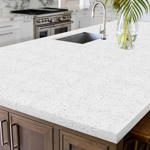แผ่นหินควอตซ์เทียมสีขาวแผงเคาน์เตอร์ครัวทนทานกันน้ำขนาดใหญ่ - Product Image 2