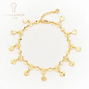 Japan and Korea hot gold four-leaf clover flowers sweet girl everything 18k gold anklet foot decoration wholesale