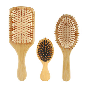Pemasok Tiongkok sisir kayu pemijat sikat rambut sisir kayu bambu dengan Logo kustom