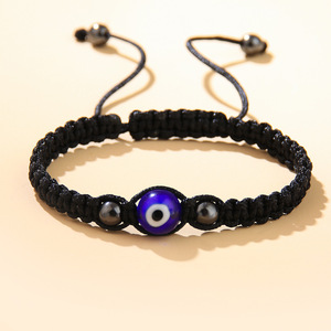 Nime Evil Eye <b>Bracelet</b> Black <b>Rope</b> Hand Knitted Women's Jewelry Gift Souvenirs - Product Image 2