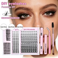 Kit de Cils Synthétiques Segmentés DIY Faits Main en Gros, 14 Rangées, Courbure D, Effet Naturel, Personnalisation du Logo