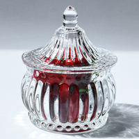Pot en verre de rangement pour aliments, idéal pour la maison et la restauration, petit pot à bonbons en verre cristallin avec couvercle, emballage en gros
