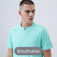T-shirt de sport à manches courtes YUTUO personnalisé pour homme, en tricot respirant, à séchage rapide, pour entraînement, fitness, gym, OEM