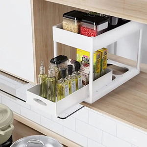 New Multifunctional Sliding Cabinet <strong>Basket</strong> Counter Storage Organiser Bathroom Countertop <strong>Shelf</strong> Kitchen Sliding Cabinet <strong>Basket</strong> - Product Image 6