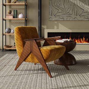 Sillón individual minimalista Español moderno de madera maciza, sillón de ocio para sala de estar de estilo italiano - Product Image 1