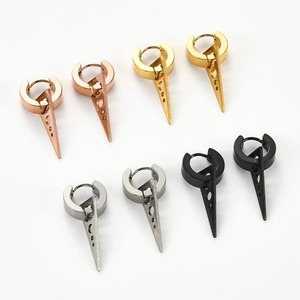 Boucles d'oreilles pendantes punk en acier inoxydable pour hommes et femmes, boucles d'oreilles créoles non-percées, bijoux hip-hop gothiques, cadeaux - Product Image 2