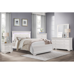 Comodino dal Design Tradizionale con 2 Cassetti, Finitura Bianca Effetto Coccodrillo in Finto Cuoio, Arredamento Camera da Letto in Legno - Product Image 6