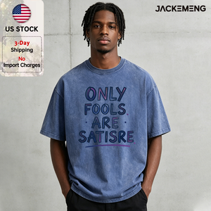 Camiseta Oversize de Algodón Lavado con Estampado Artístico 'Only Fools', Estilo Retro Urbano, Casual, Venta al por Mayor desde Almacén en EE. UU. - Product Image 1