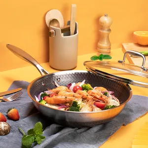 Cookware Reusable 304 Stainless Steel Frying Pan Honeycomb Pans Wok Non Stick Skillets For Restaurant