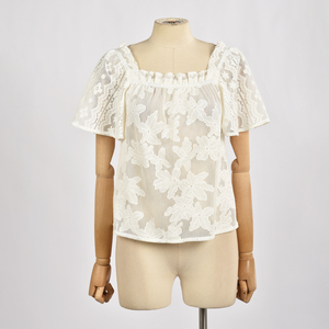 Tops de manga acampanada nuevos productos más vendidos tops de encaje de algodón para mujer - Product Image 5