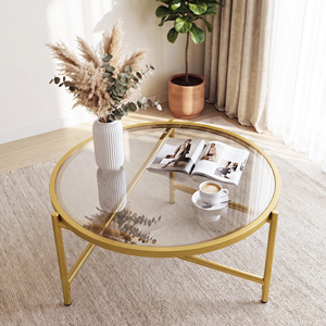 Mesa de Centro Moderna de Madera con Estructura de Madera y Soporte Cruzado Estable, Fácil de Montar, para Sala de Estar u Oficina - Product Image 1