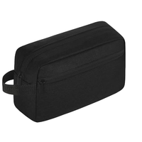 Vente en gros de sac à cosmétiques suspendu de voyage pour hommes avec logo personnalisé en matériau Oxford avec fermeture à glissière bleu pour trousse de toilette pochette