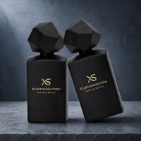 Flacon de parfum en verre noir mat de 30 ml avec bouchon facetté et col serti, emballage cosmétique vide, flacon de parfum, logo personnalisé