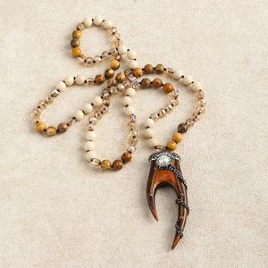 מגמה חדשה של נשים בוהמיאן רטרו אתנית תכשיטים 8 מ "מ אבן טבעית זכוכית אבן טבעית שרשרת - Product Image 1