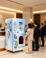 Station de crème glacée et de glaces molles en libre-service avec système de garnitures double, sans plomberie