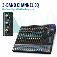 Console de mixage audio 12 canaux EMX12-USB avec 99 effets DSP, égaliseur 7 bandes, USB, Bluetooth et alimentation fantôme 48V pour studio, scène et diffusion en direct