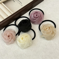 Élastique à cheveux Rose Éthéré Style Français Blanc Cassé, Bandeau Élégant en Soie Épaisse Faite à la Main, Corde à Cheveux 2025