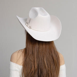 Cappello in Feltro di Lana Stile Cowboy con Decorazione a Foglia Metallica, Moda Casual Vendita Calda - Product Image 3