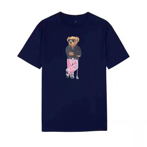 Camiseta de algodón personalizada con diseño de osito para <span class=keywords><strong>mujer</strong></span>, impresión por transferencia térmica de vinilo de oso de peluche en máquina de prensa térmica. - Product Image 3