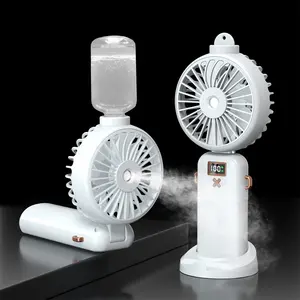 C351 Spray Digital Display Fan Mini Foldable Handheld Mist Cooler Hanging Neck Small Fan Water Tank Spray Cooling Fan