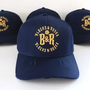 Topi bisbol katun topi kustom Mode Pria produksi pabrik topi populer dengan desain pinggiran rusak gesper ekor logam dapat disesuaikan