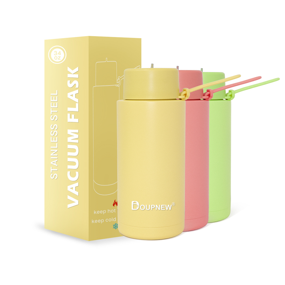 32oz Stainless Steel Double-walled Vacuum Flask Travel Water Bottle With Handle New Insulated Design For Hydration On The Go