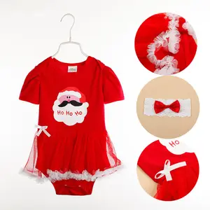 Christmas Wholesale Lace Petti Baby Girl Dress Romper Wholesale