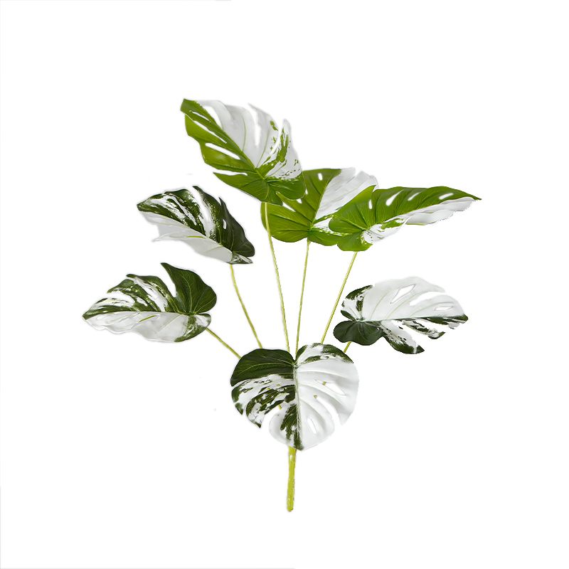 50cm Eco-Friendly Artificial Monstera Leaves Bundle With White Leaves For Indoor Decor