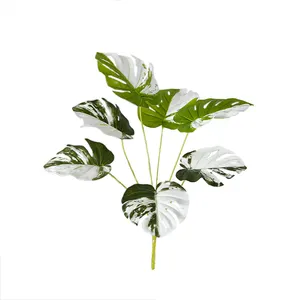 Monstera Artificial 50cm Eco-Friendly Artificial Monstera Leaves Bundle With White Leaves For Indoor Decor