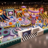 Équipement complet de terrain de jeux intérieur Thème Pays des Merveilles Fantaisistes Triple Toboggan Boule d'air Mushroom Carousel Maison Théière Tour