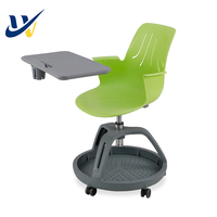 Chaise de formation scolaire mobile au design moderne avec tablette d'écriture, réglable en hauteur et durable en plastique