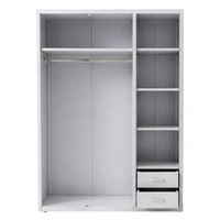 Armoire en acier bleu-noir à motif hexagonal diamanté, 3 portes coulissantes avec miroir et 2 tiroirs, placard métallique pour chambre à coucher