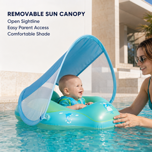 Siège de bain gonflable pour bébé avec auvent solaire amovible, sangle en maille souple et corps large en PVC pour les gammes de piscines personnalisées - Product Image 3