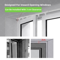 Rail de rideau moderne mini incurvé écologique de 5,8 m, pliable, en métal, sans support, pour fenêtres à ouverture vers l'intérieur - Prix de gros