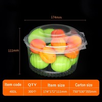 Boîte d'emballage pour salade en plastique PET ronde, qualité alimentaire, transparente, à clapet, pour salade de fruits, contenant pour gâteaux, collations, desserts, avec couvercle à charnière