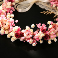 Serre-tête de fleurs artificielles roses et gypsophiles, accessoire de coiffure de mariée, accessoire de photographie de mariage, lot en gros