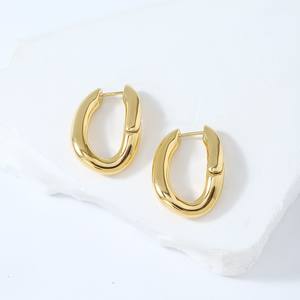 14 K Gold Hoop Korean <strong>Earrings</strong> Jewelry Women Low Price Non Tarnish Gift <strong>Horse</strong> <strong>Shoe</strong> <strong>Earring</strong> Oval U Huggie <strong>Earrings</strong> - Product Image 4