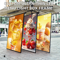 Kotak Lampu LED Aluminium Ultra Tipis A1 A2 A3 A4 untuk Iklan Kustom, 5000 Lumens Super Terang, Bingkai Poster Menu Persegi Panjang